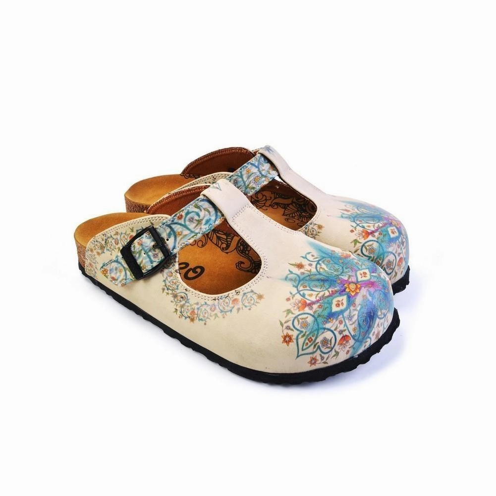 Blue and Purple Colored Mixed Flowers Patterned Clogs - CAL1501 High Heels Pornstar