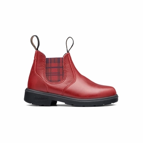 Rain Boots Outfit Blundstone 2192 - Kids Red with Burgundy Tartan Elastic
