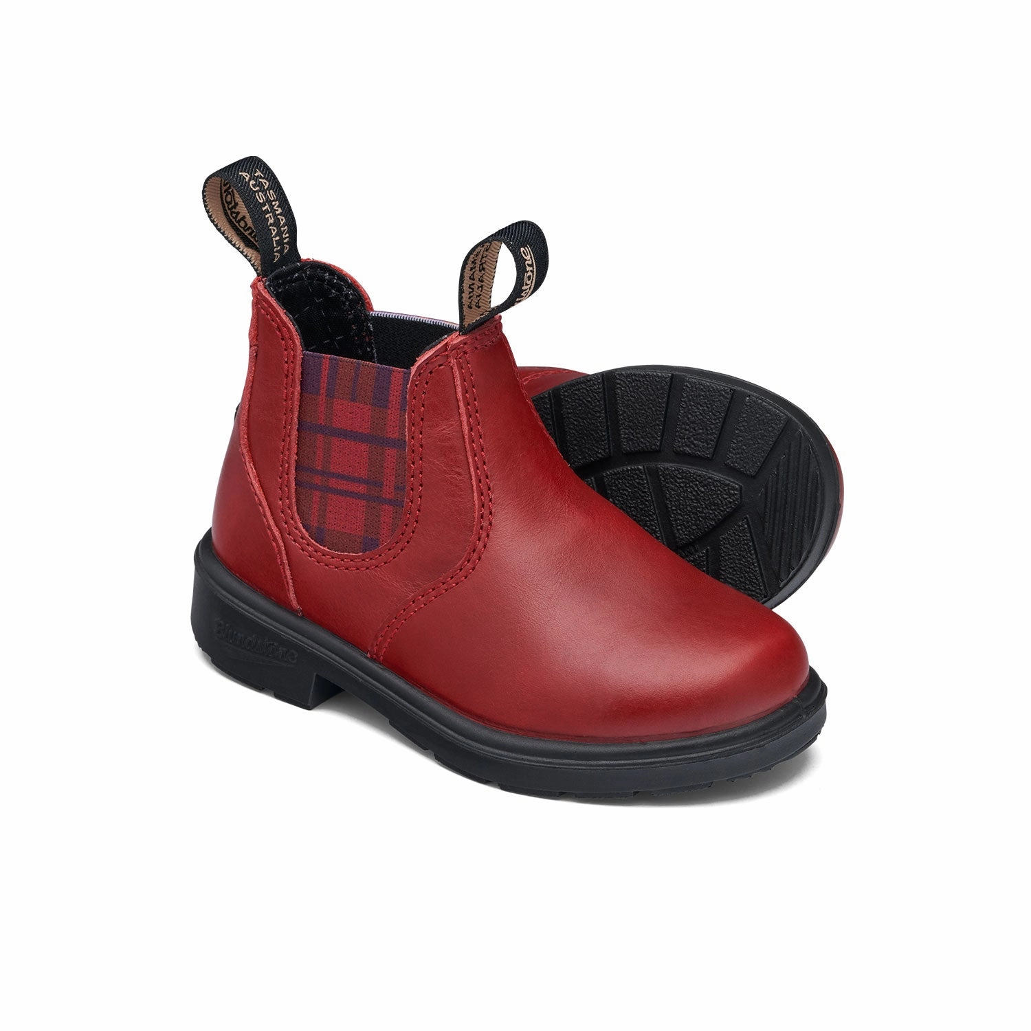 Dress With Cowboy Boots Blundstone 2192 - Kids Red with Burgundy Tartan Elastic