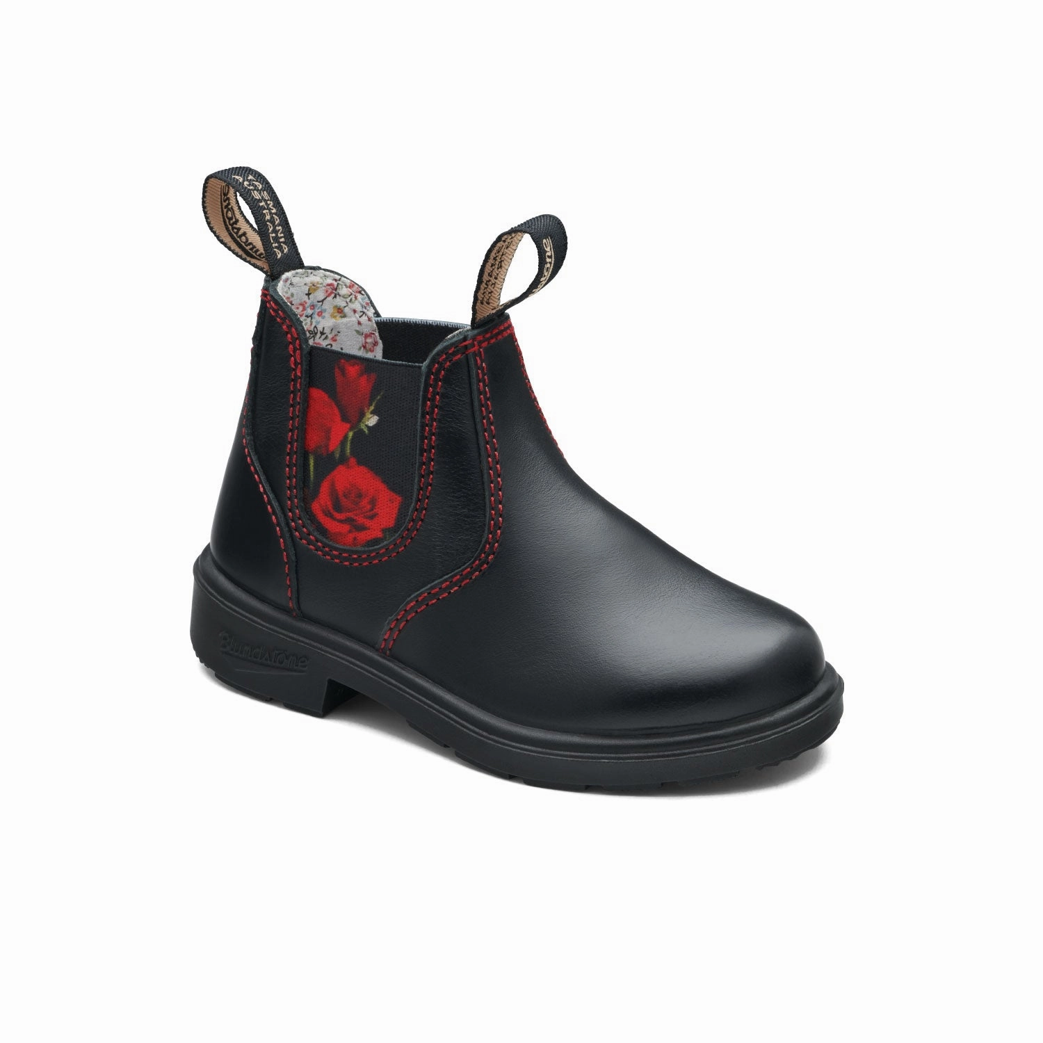 Blundstone 2252 - Kids Black with Red Rose Elastic Insulated