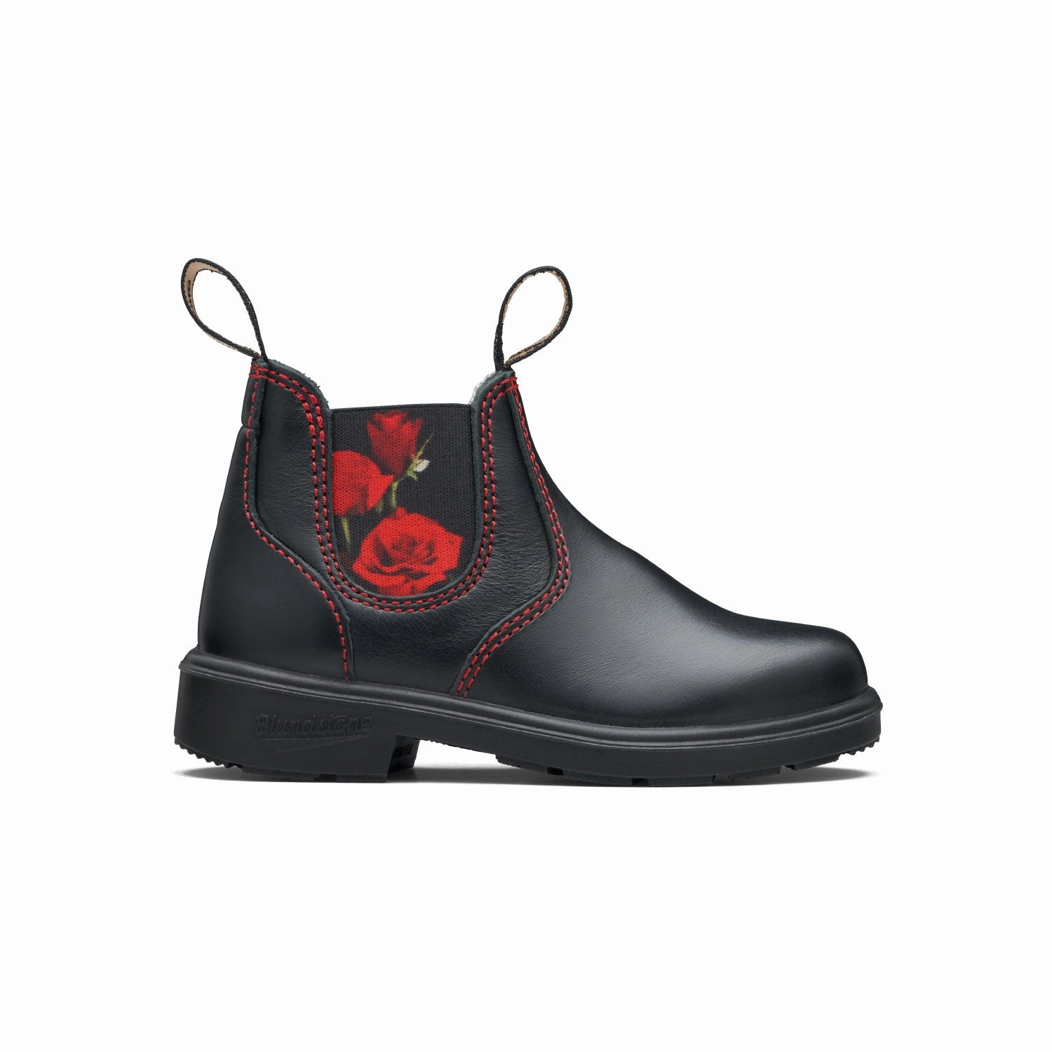 Blundstone 2252 - Kids Black with Red Rose Elastic Academy Cowgirl Boots
