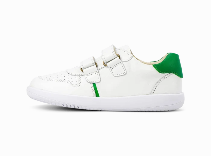 Bobux Kid  Riley Trainer - White   Emerald Skate Shoes Pop Out Wheels