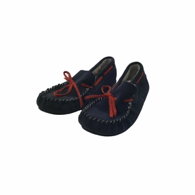 Slides With Closed Toe Boden Navy and Red Leather Loafer Slippers Shoe Size 13.5 jr