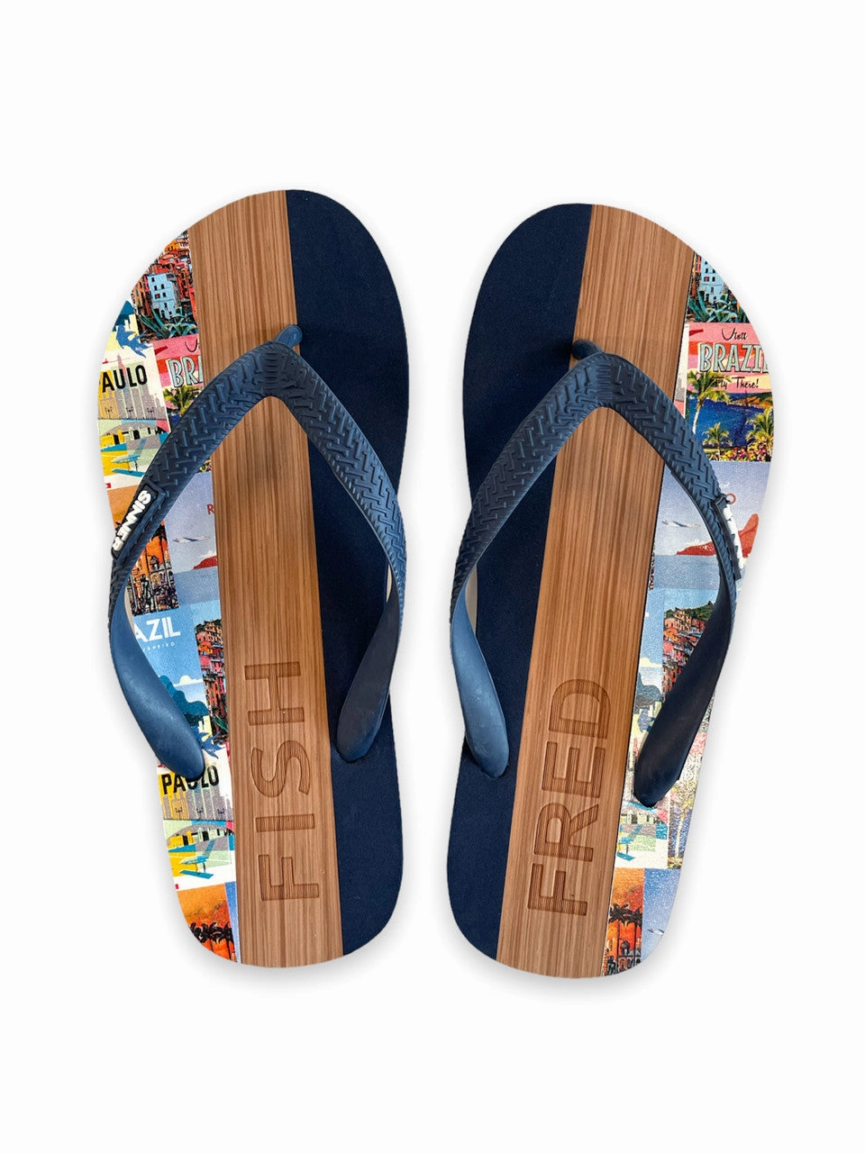Brazil Posters Men's Flip Flops - Blue Flip Flops With An Arch
