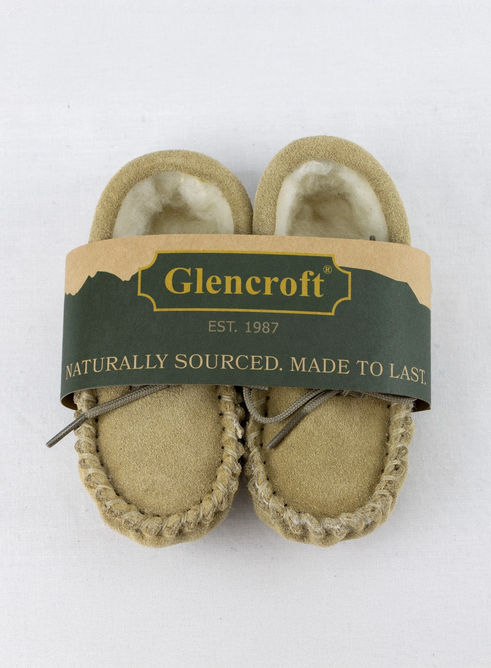 Slippers Knit British Made Children's Moccasin Slippers Beige