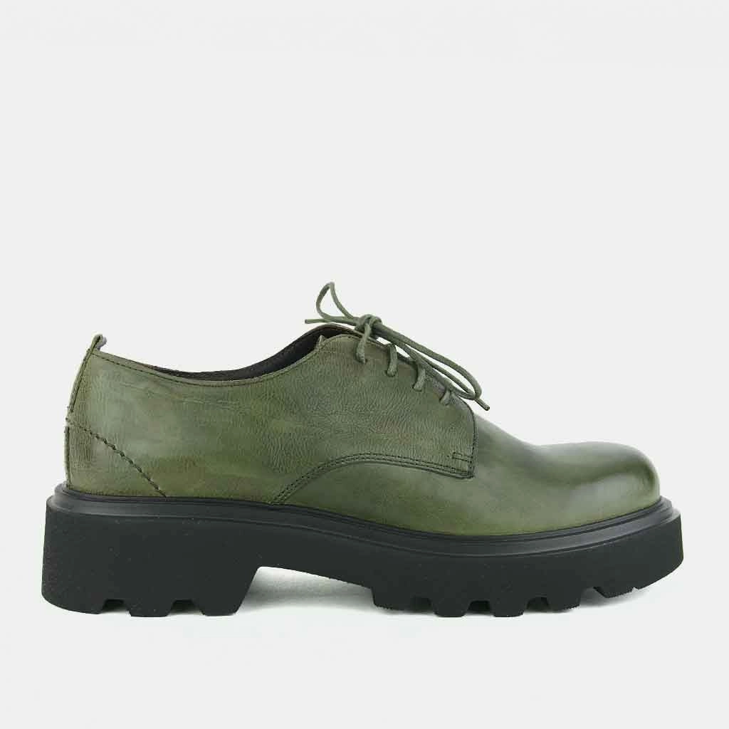 Bronx Oxford - Green Flat Brogue Shoes