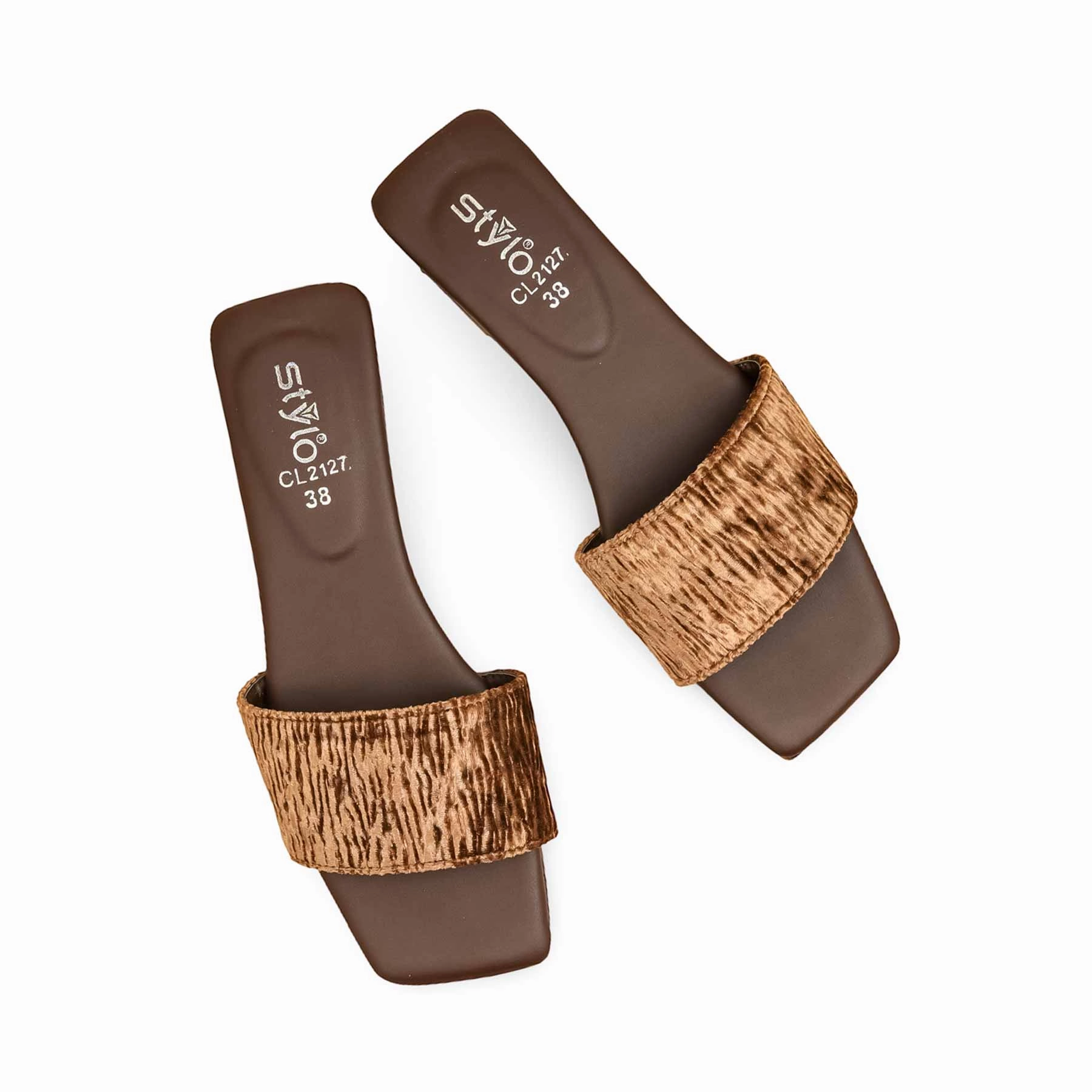 Flat Court Shoes Brown Casual Slipper For Women CL2127