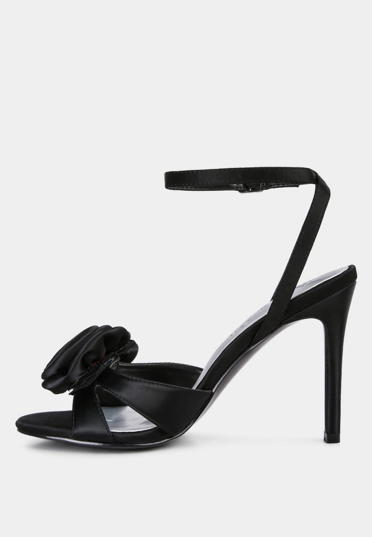 Sandals With Wedge CHAUMET Black Rose Bow Embellished Sandals