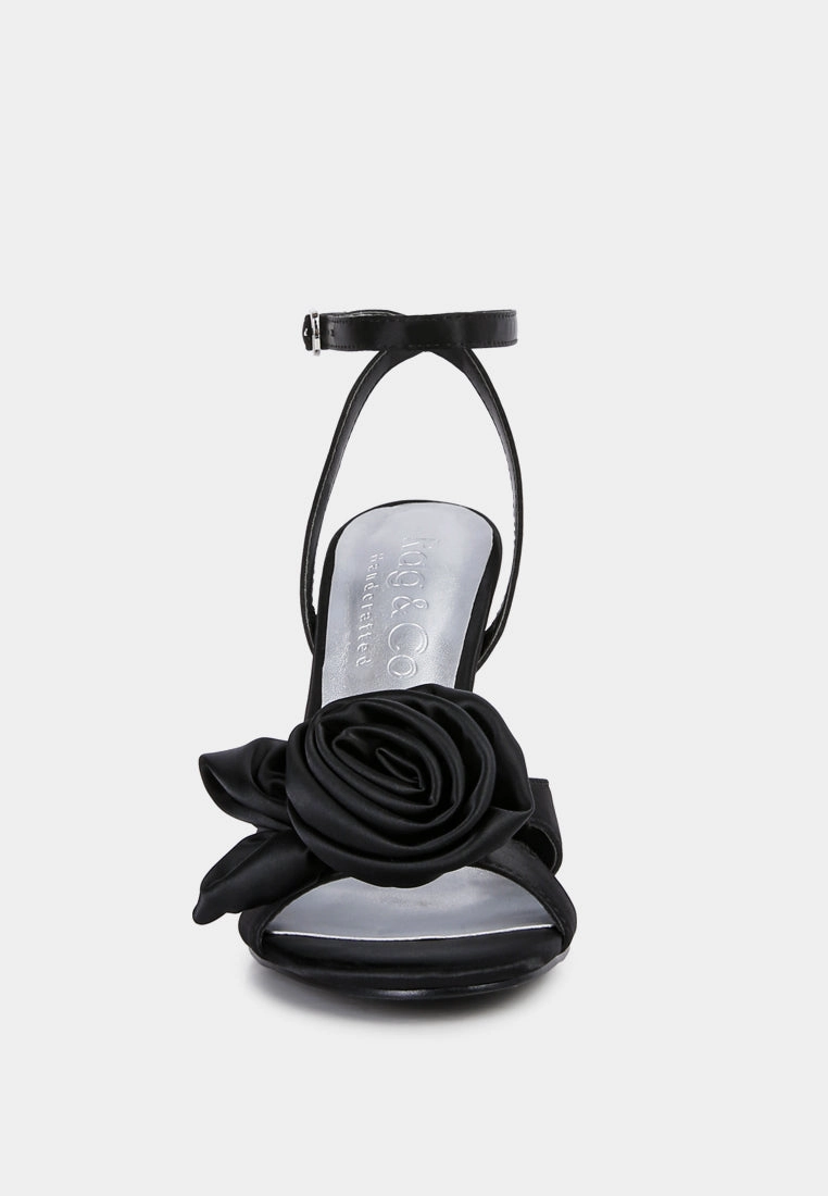 CHAUMET Black Rose Bow Embellished Sandals Sandals Platform Slides