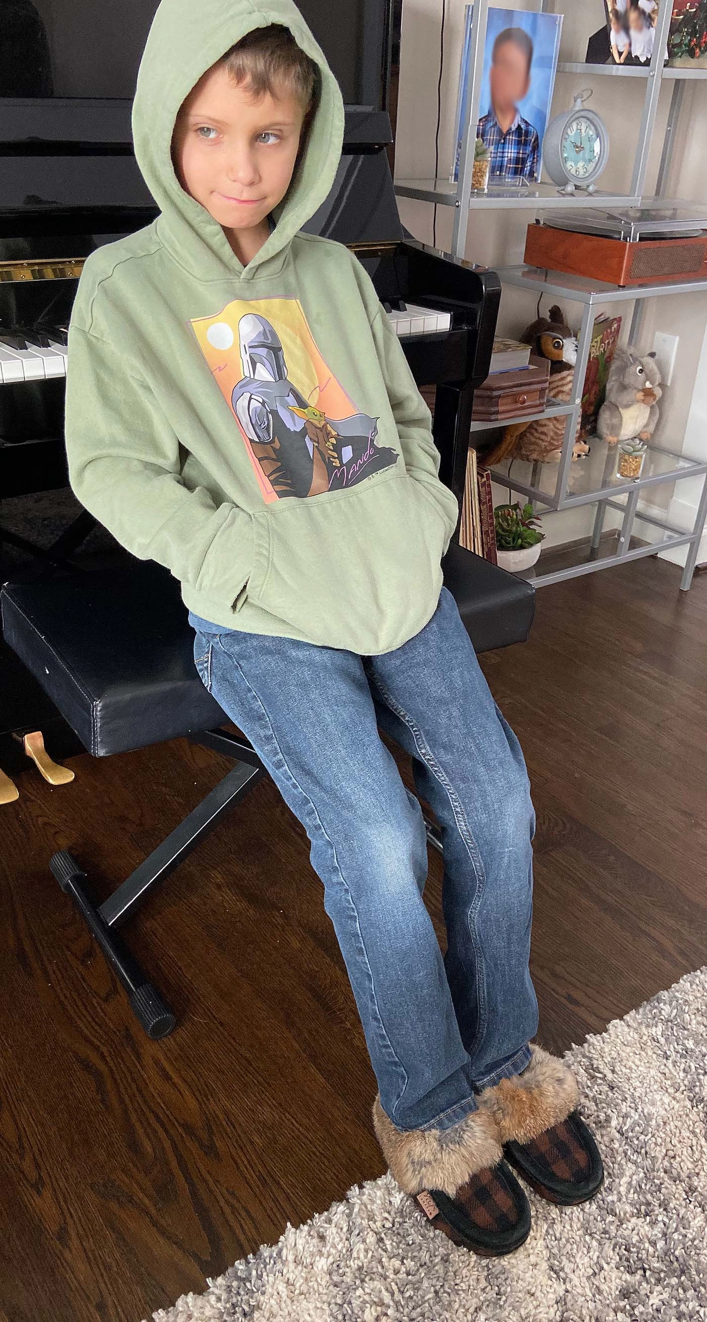 Slippers With Wedge Heel Children's Rabbit Fur Wool Moccasins (Final Clearancesize 12 only)