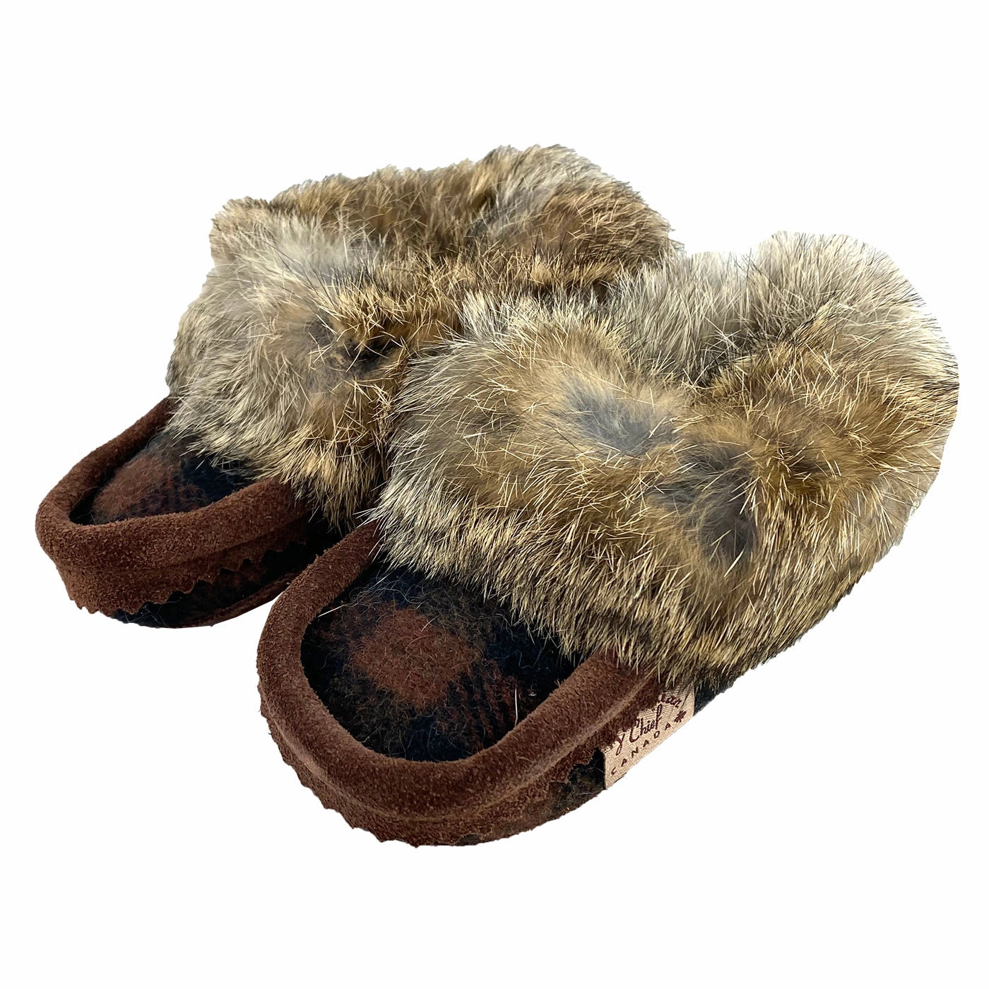 Wide Toe Slippers Children's Rabbit Fur Wool Moccasins (Final Clearancesize 12 only)