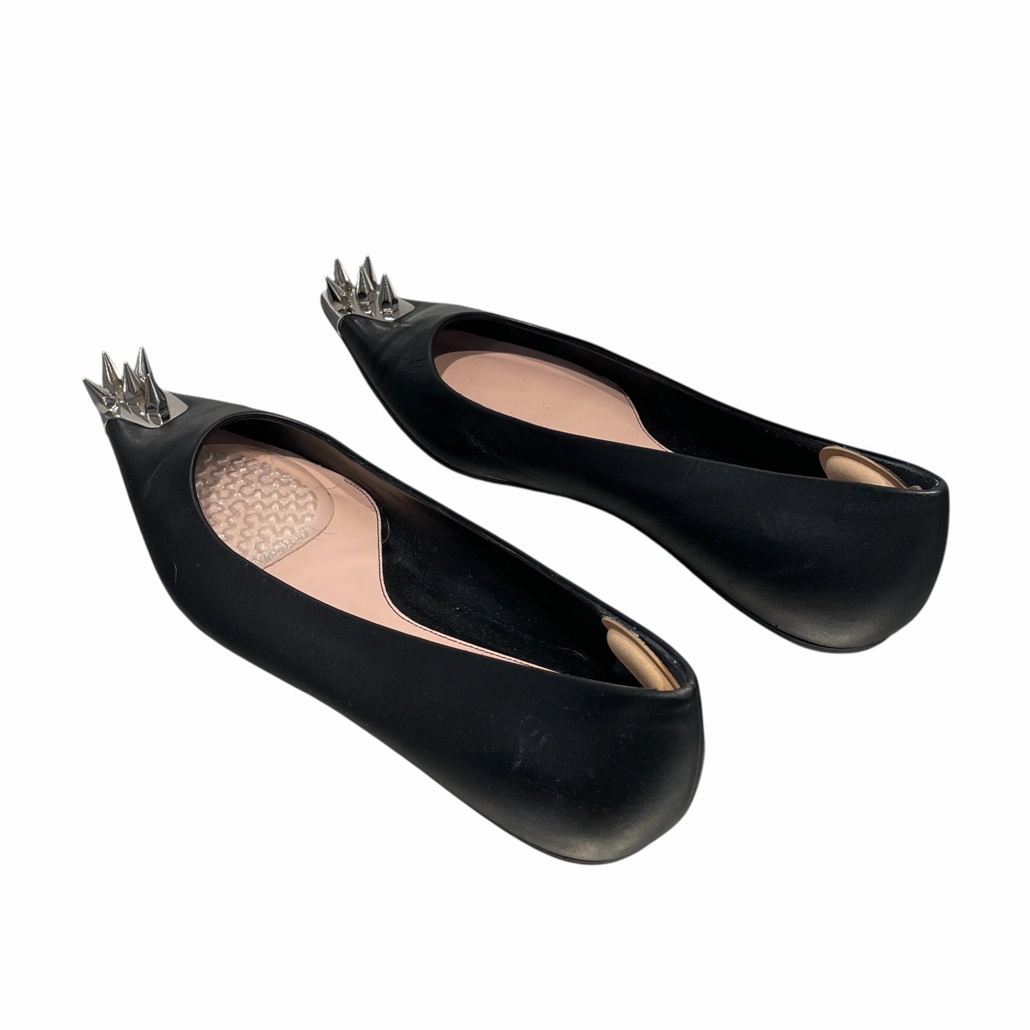 Size 12 Shoes Flats Alexander McQueen/Flat Shoes/EU 37.5/Leather/BLK/SPIKE  FLAT