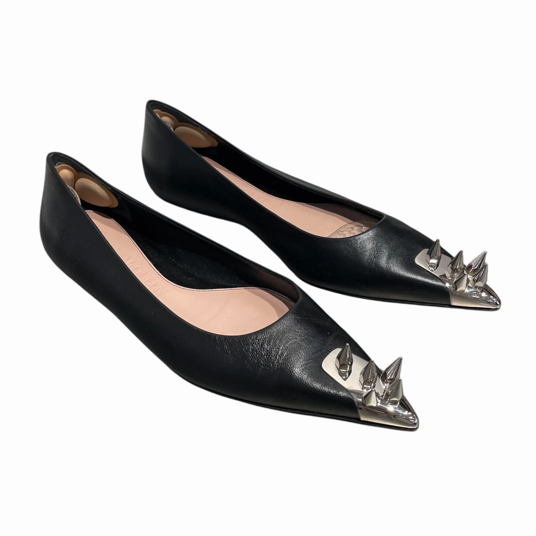 Alexander McQueen/Flat Shoes/EU 37.5/Leather/BLK/SPIKE  FLAT Waterproof Flat Shoes