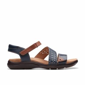 Sandals For High Arches CLARKS | CASUAL SANDALS | WOMEN | KITLY WAY NAVY LEATHER | BLUE