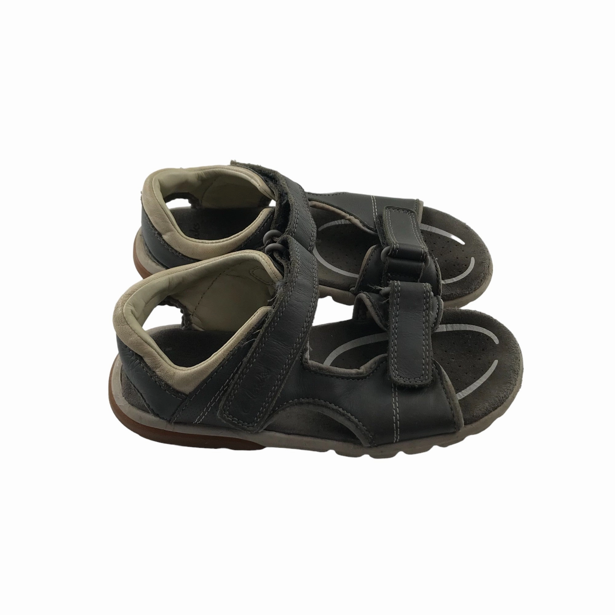 Crocks Sandals Clarks Sandals Shoe Size 12.5 Junior Grey Leather Style with Straps