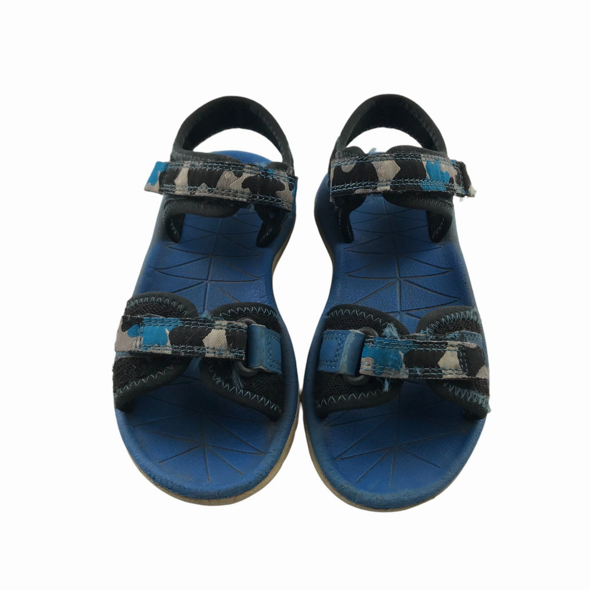 Jean Sandals Clarks Sandals Shoe Size 9 Navy and Blue Camo Pattern with Straps