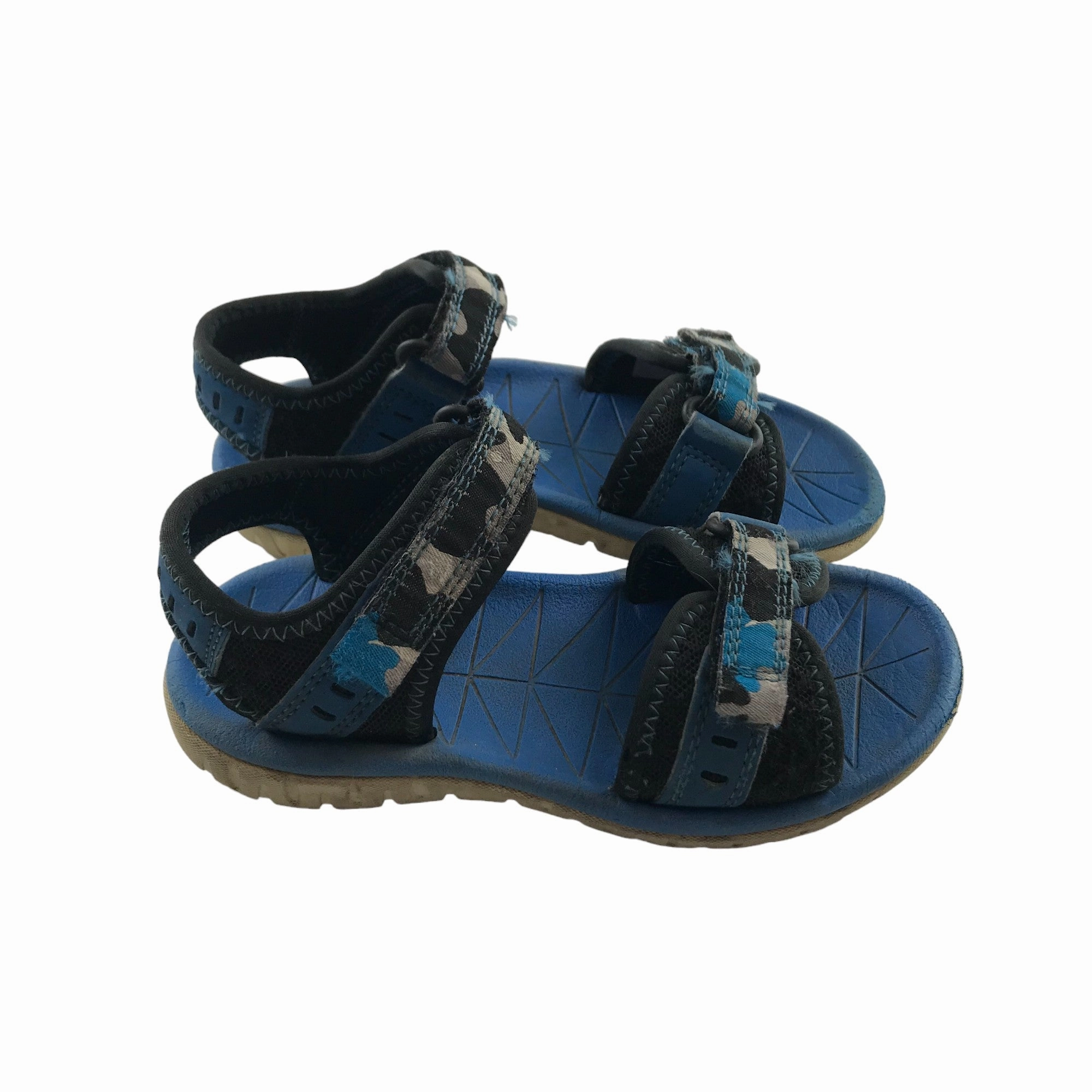 Sandals Heel Clarks Sandals Shoe Size 9 Navy and Blue Camo Pattern with Straps