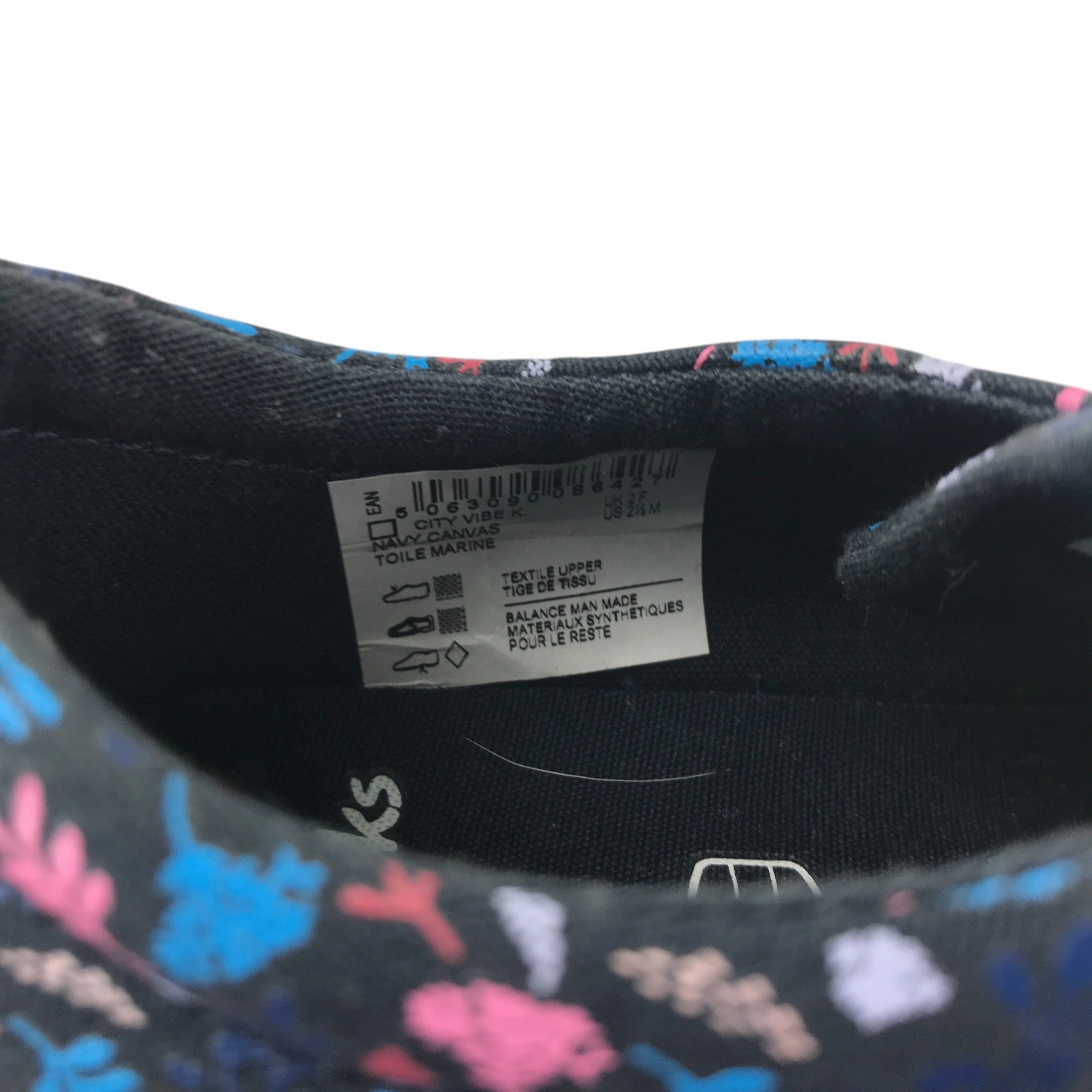 Clarks trainers shoe size 2F junior navy with floral print triple hoop and loop straps For Plantar Fasciitis  Comfortable