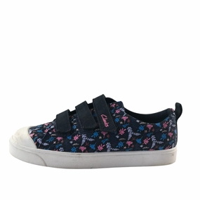 Clarks trainers shoe size 2F junior navy with floral print triple hoop and loop straps Best Walking Shoes For Baby
