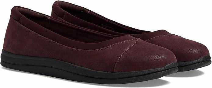 Flat Sole Golf Shoes Clarks Women's Breeze Ayla Ballet Flat, Burgundy Synthetic