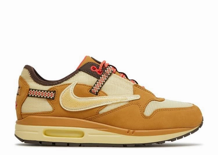 Nike Air Max 1 Travis Scott Cactus Jack Wheat Lemon Drop Arch Support Running Shoes Nike
