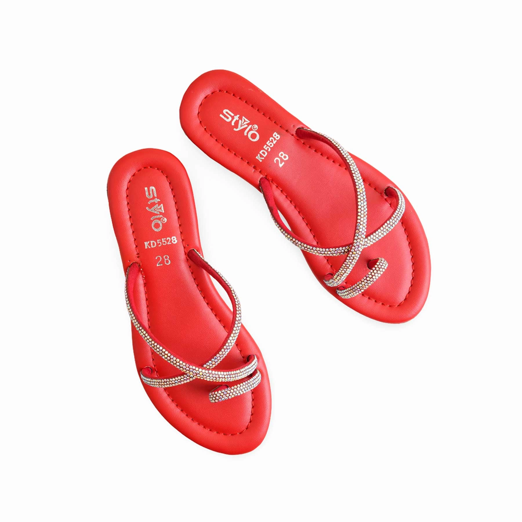 Slippers With Back Strap Girls Red Casual Slipper KD5528