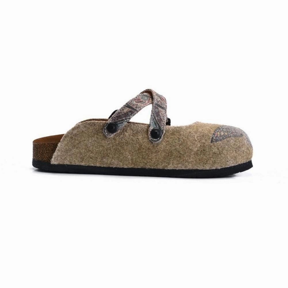 Colored Mixed Patterned Brown and Butterfly Clogs - CAL1203 High Heels Toe Cleavage