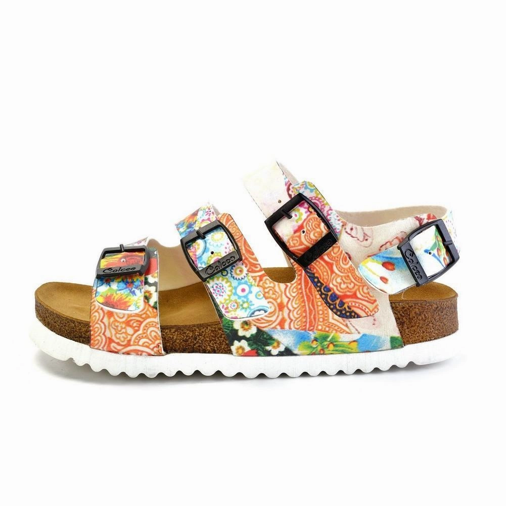 Colored Strip and Colored Flowers Mixed Patterned Clogs - CAL1902 Ugg High Heels
