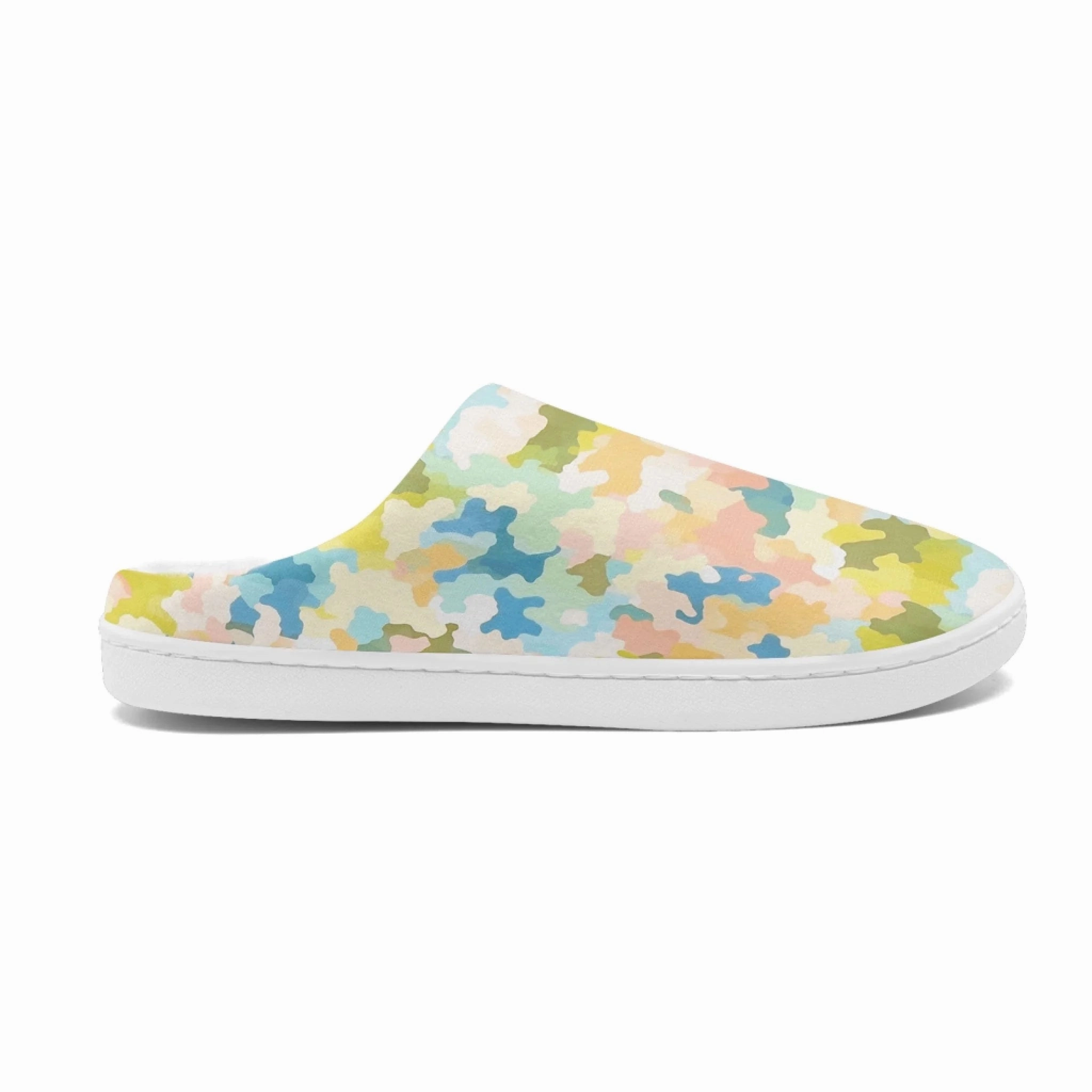 King Size Sliders Colorful Artistic Camo Comfort Slippers, Soft Abstract Pattern House Shoes FN060-25027169