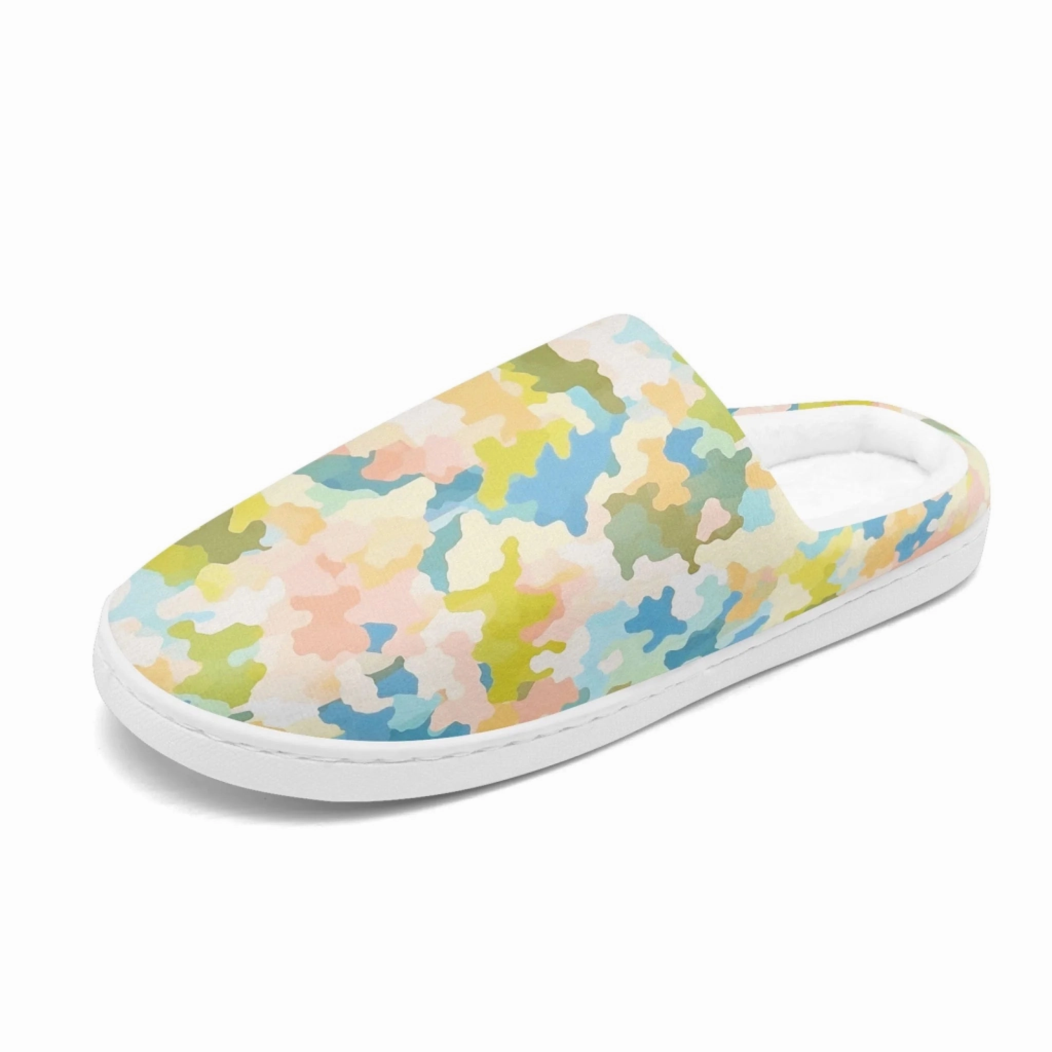 Colorful Artistic Camo Comfort Slippers, Soft Abstract Pattern House Shoes FN060-25027169 The Silver Slippers Book