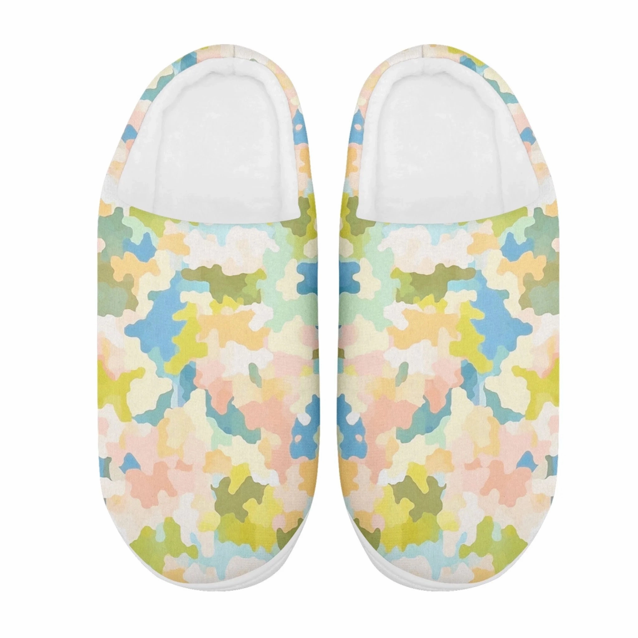 Colorful Artistic Camo Comfort Slippers, Soft Abstract Pattern House Shoes FN060-25027169 Slippers For Men On Sale