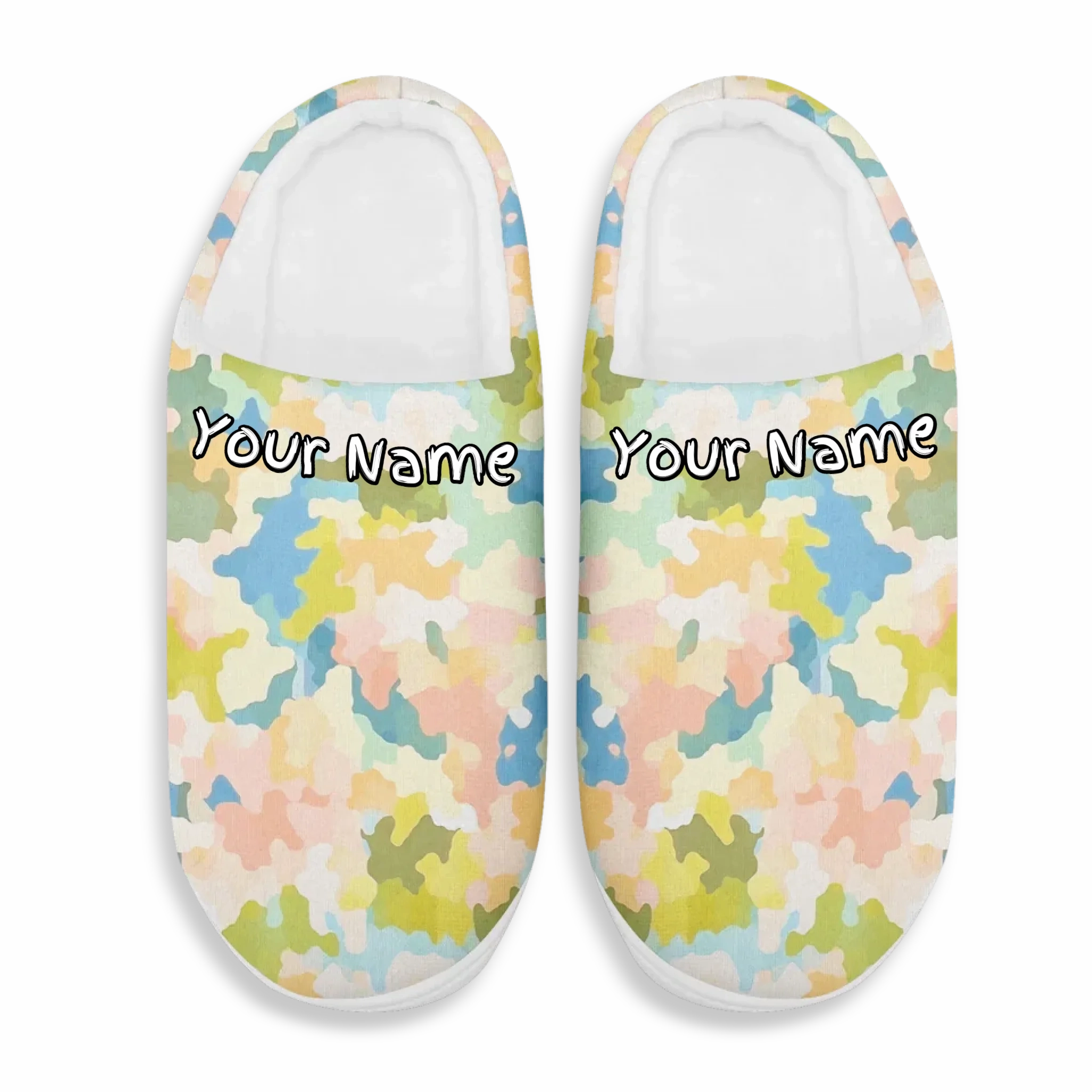 Slide Sandals Heel Colorful Artistic Camo Comfort Slippers, Soft Abstract Pattern House Shoes FN060-25027169