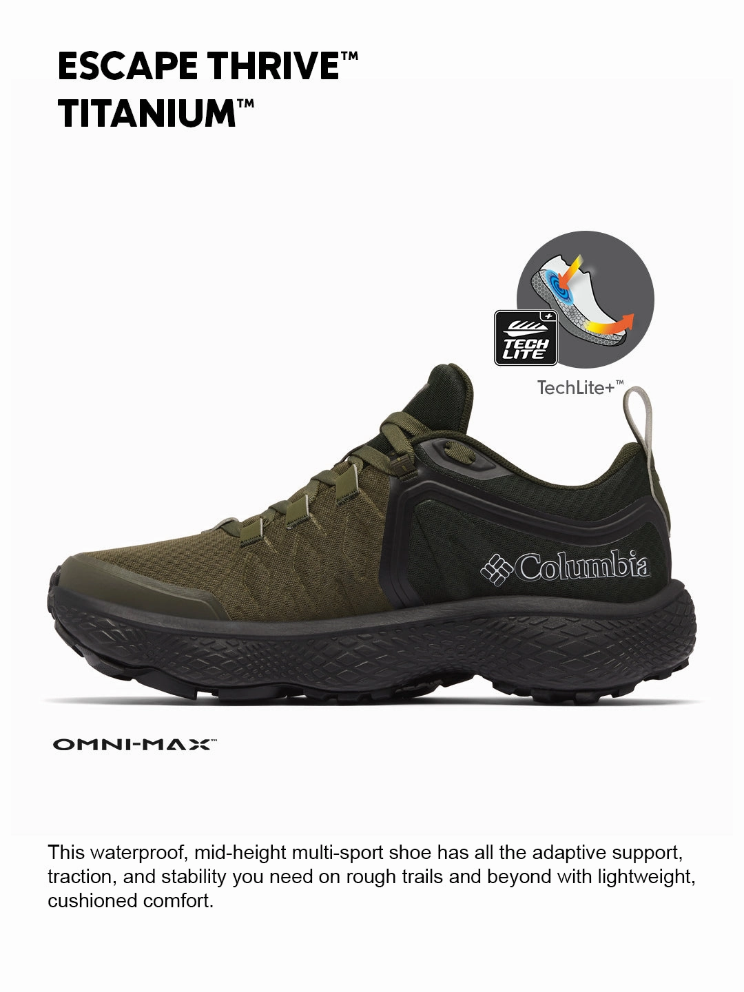 Columbia Men Green OmniMax Escape Thrive Titanium Hiking and Trekking Shoes Best Mid Height Hiking Boots