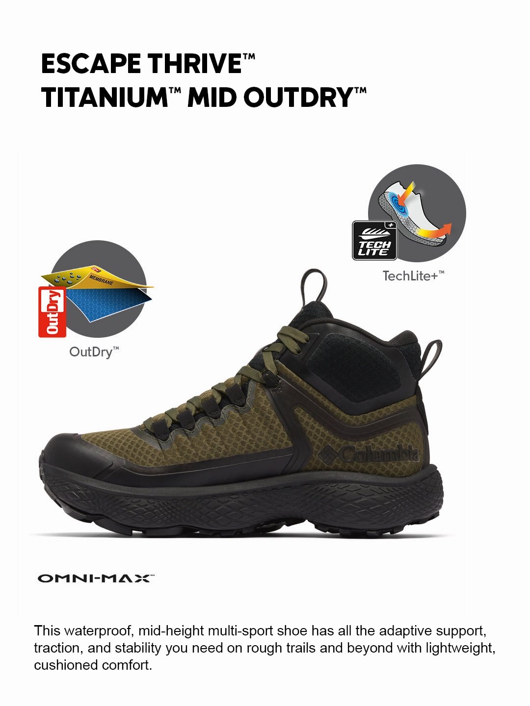 Merrell Wide Hiking Boots Columbia Men Green OmniMax Escape Thrive Titanium Waterproof Hiking and Trekking Shoes