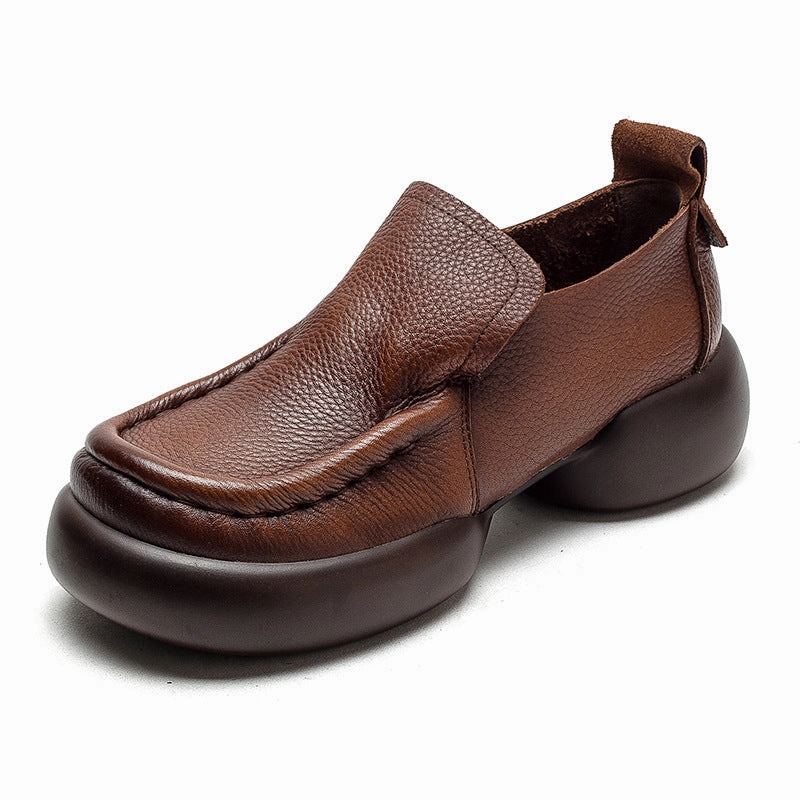 Best Dress Shoes For Business Casual Women Retro Minimalist Soft Leather Thick Soled Casual Shoes