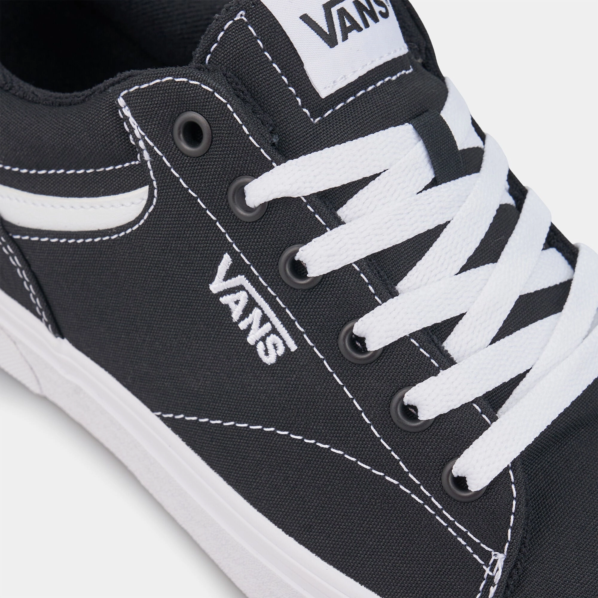 Vans Men's Seldan Sneaker, Canvas Black/White Best Shoes For Casual Hiking