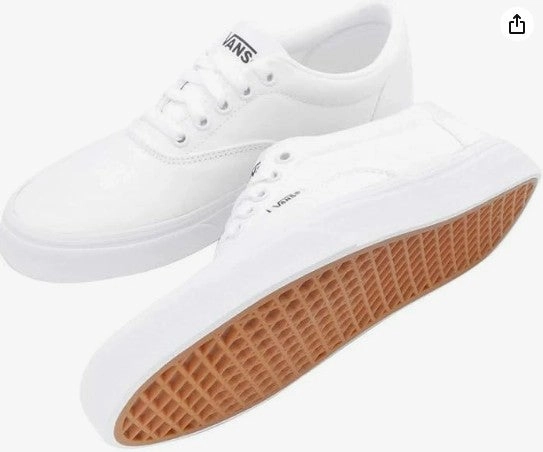Vans Doheny Men's Triple White Low-Top Canvas Skate Sneakers Dress Shoes For Business Casual