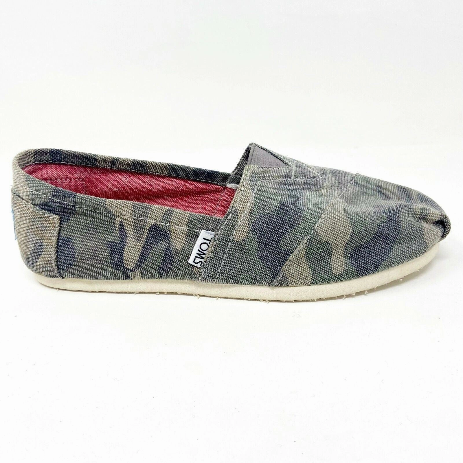 Toms Classics Washed Camo Canvas Womens  Slip On Casual Canvas Flat Shoes Bling Bling Flat Shoes