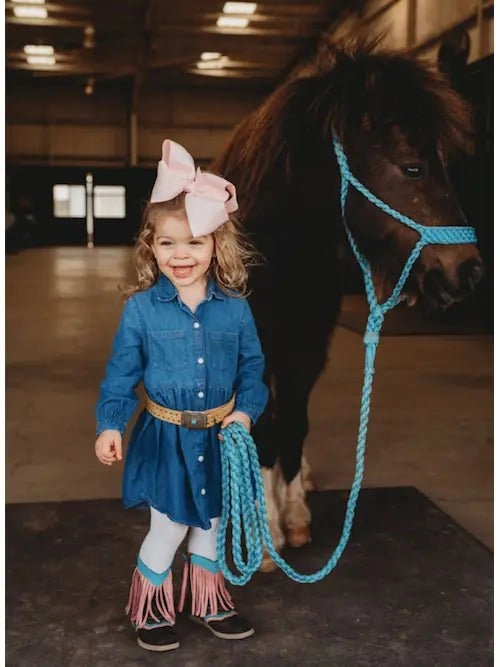 Stylish Pink Fringe Cowgirl Leather Boots for Kids with Side Zipper - Comfortable Footwear for Young Girls Outfits With Dresses And Boots