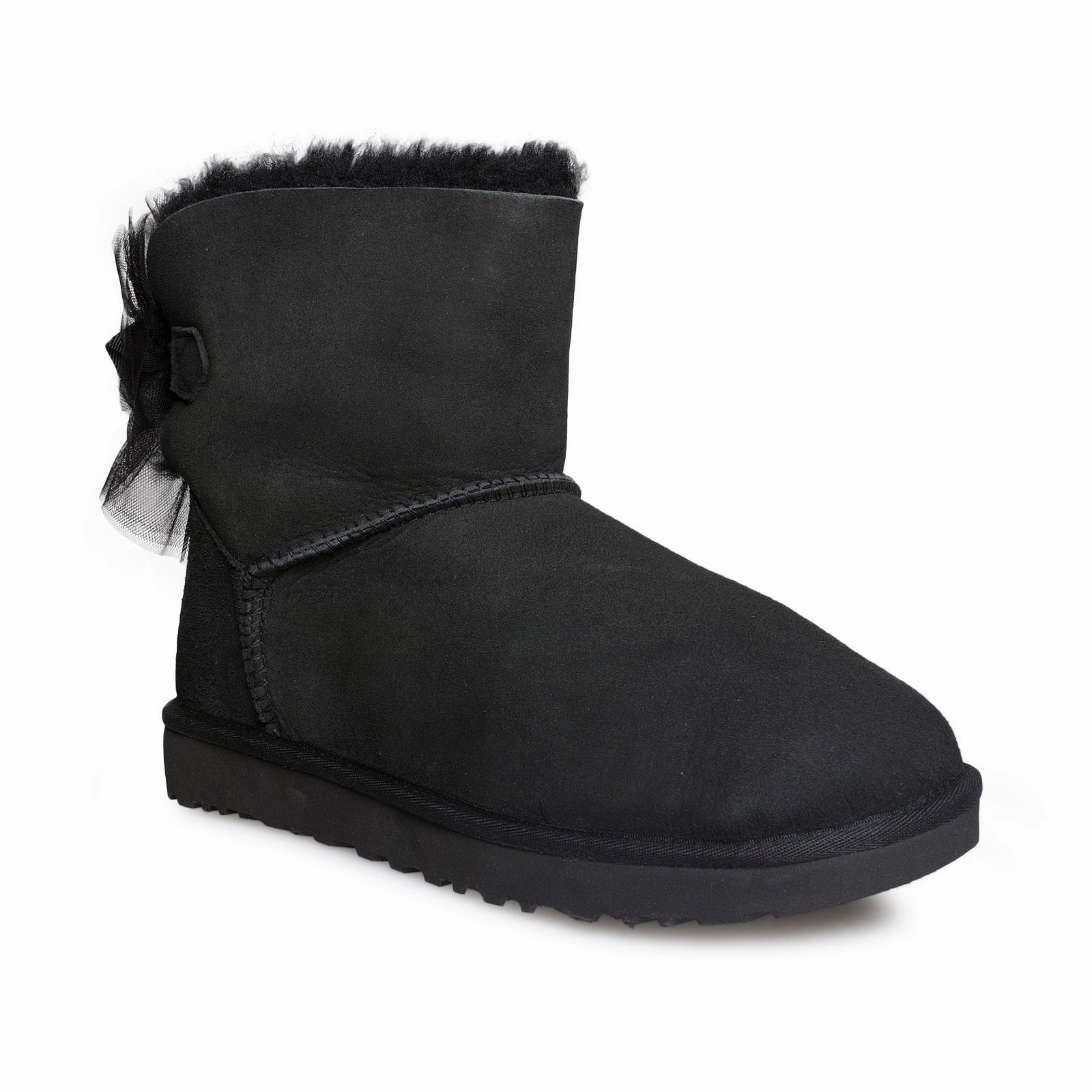 Platform Chelsea Boots UGG Mini Bailey Tuffle Bow Black Boots - Women's