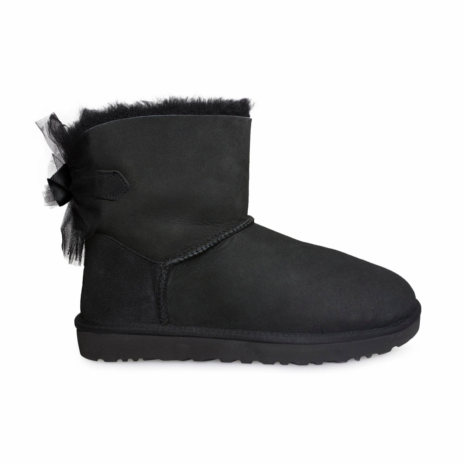 UGG Mini Bailey Tuffle Bow Black Boots - Women's High Knee Heeled Boots