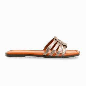 Grey Formal Women Slipper FR8332 Rockstud Slide Sandal