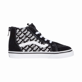 Skate Shoes Gum Vans Sk8 HI Zip Logo Repeat Black /True White Toddler Shoes