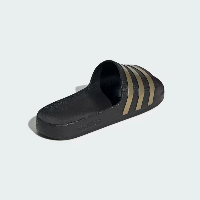 Slip On Pro Men's Adidas Adilette Aqua Slides - Black/Gold