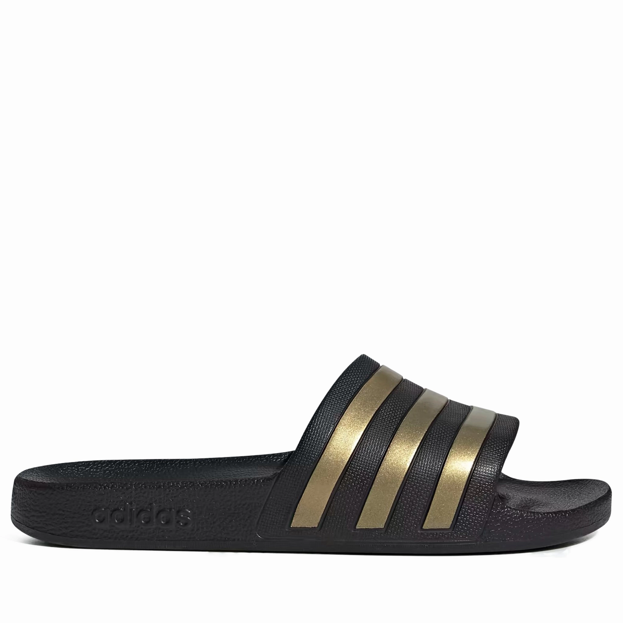 Men's Adidas Adilette Aqua Slides - Black/Gold Slip On Birkenstock
