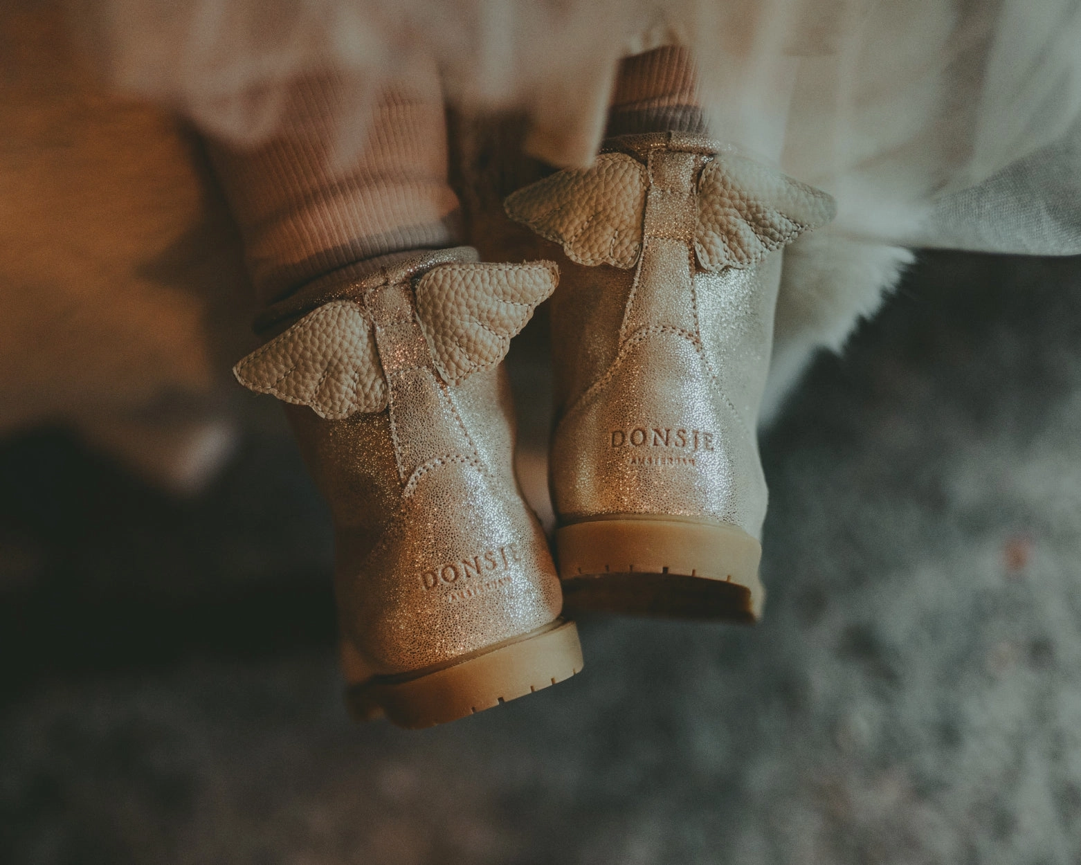 Angela Boots | Wings | Silver Metallic Leather Fortnite Boots