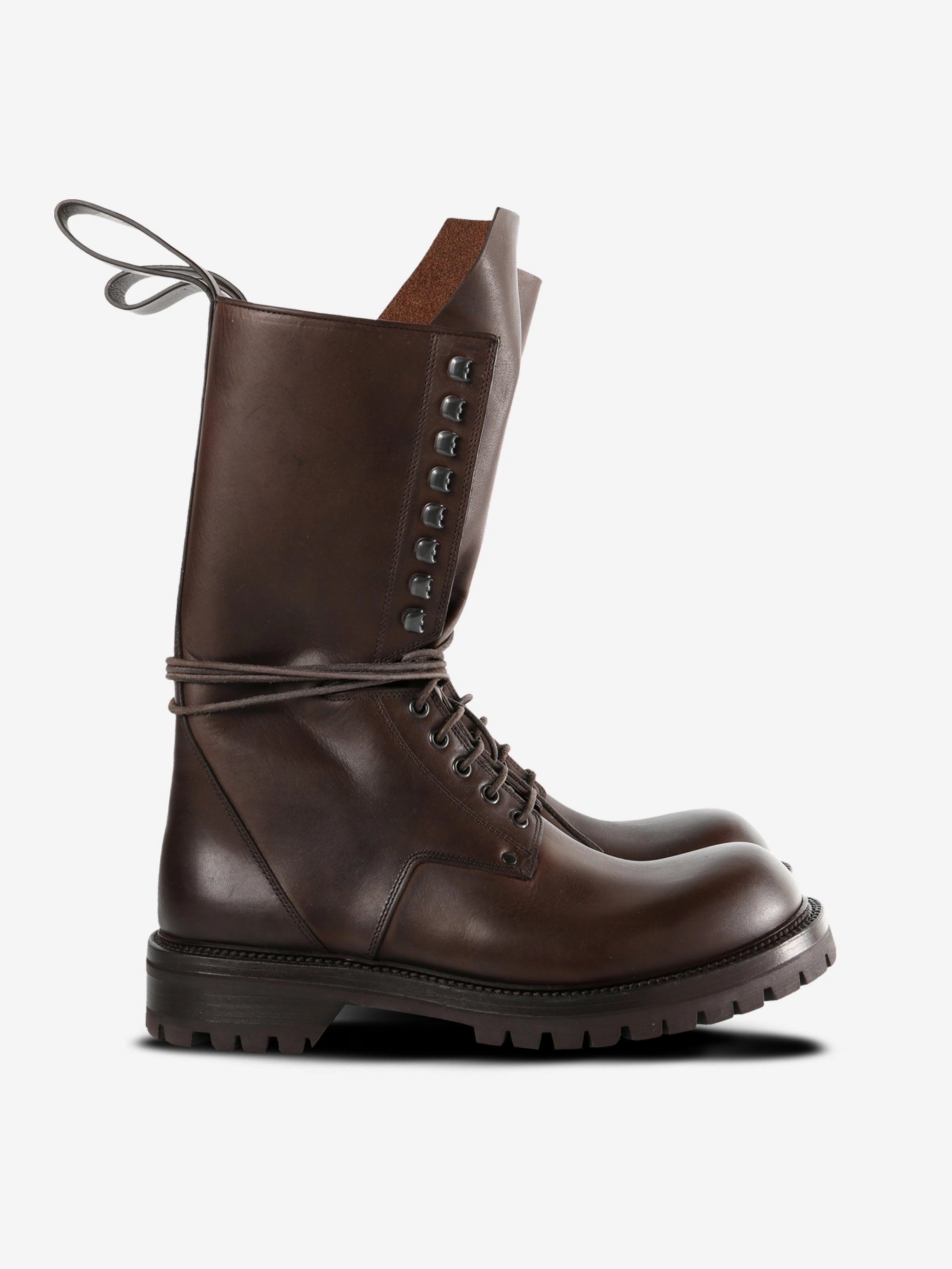 RICK OWENS - Men Stivali In Pelle Army Laced Boot H&h Work Boots