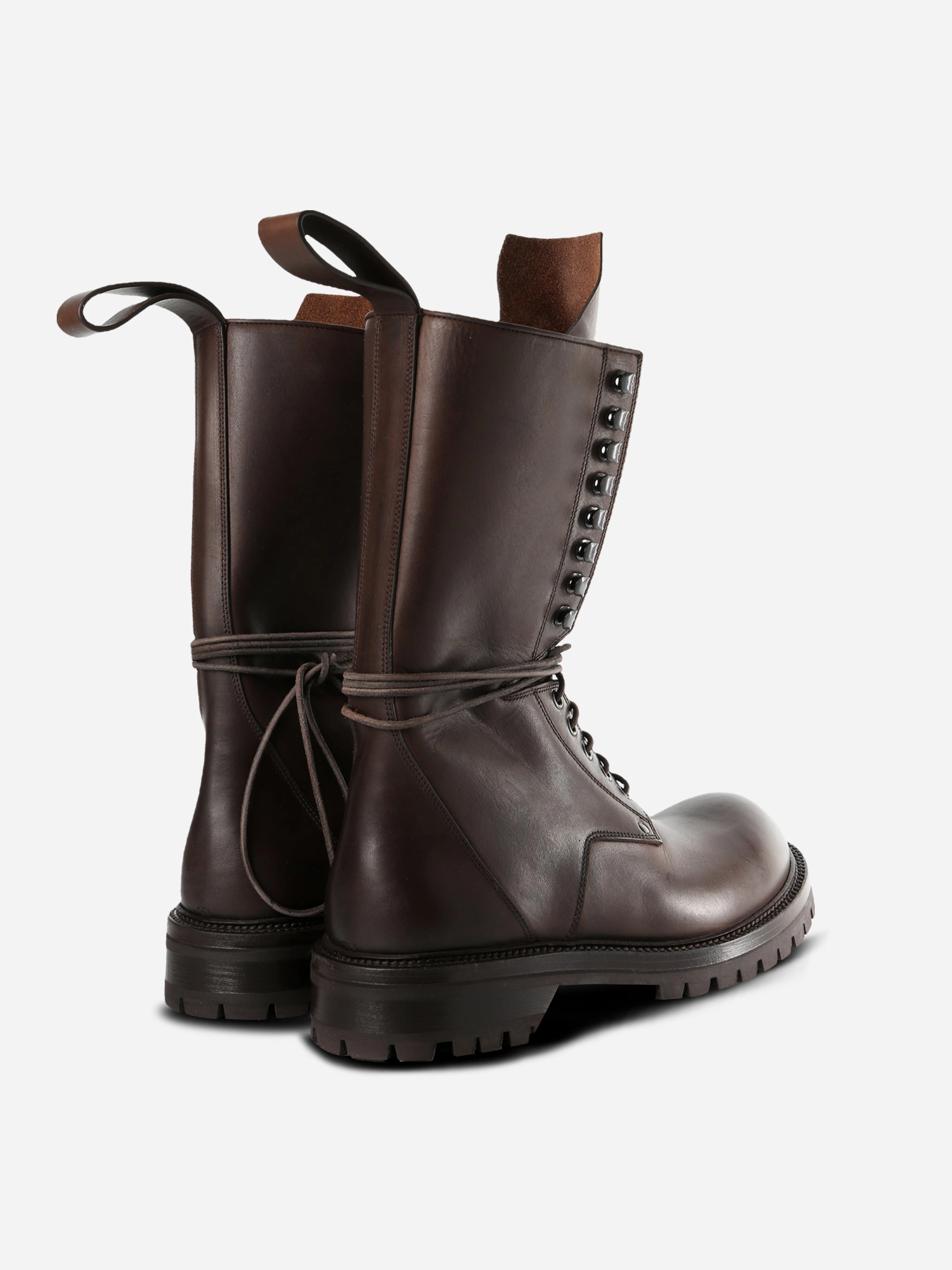 RICK OWENS - Men Stivali In Pelle Army Laced Boot Vegan Hiking Boots