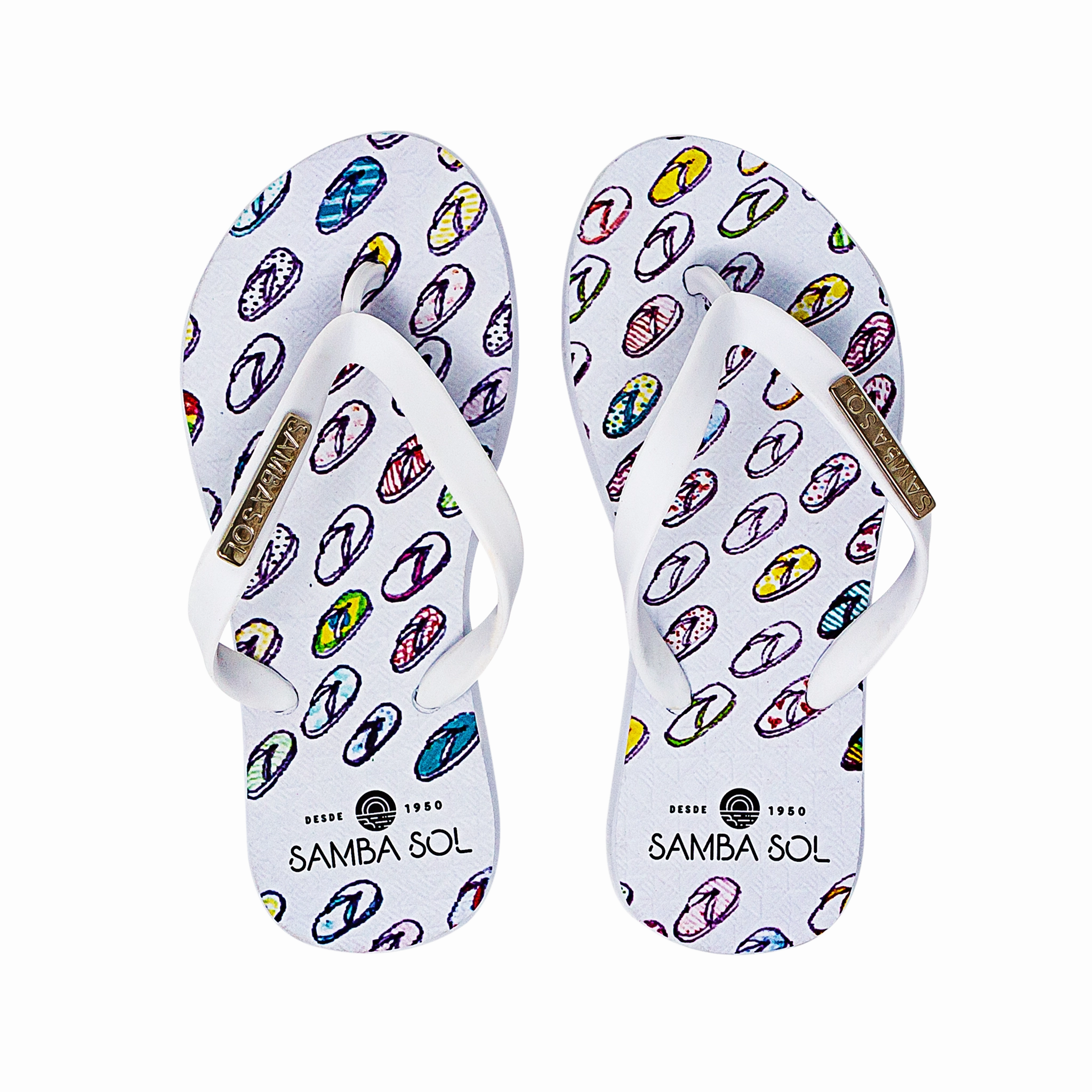 Samba Sol Kid's YoungArts Collection Flip Flops - Isabela Dos Santos Leather Rainbow Flip Flops