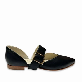 Best Shoe For Flat Feet Chrissy Buckle Flat - Black